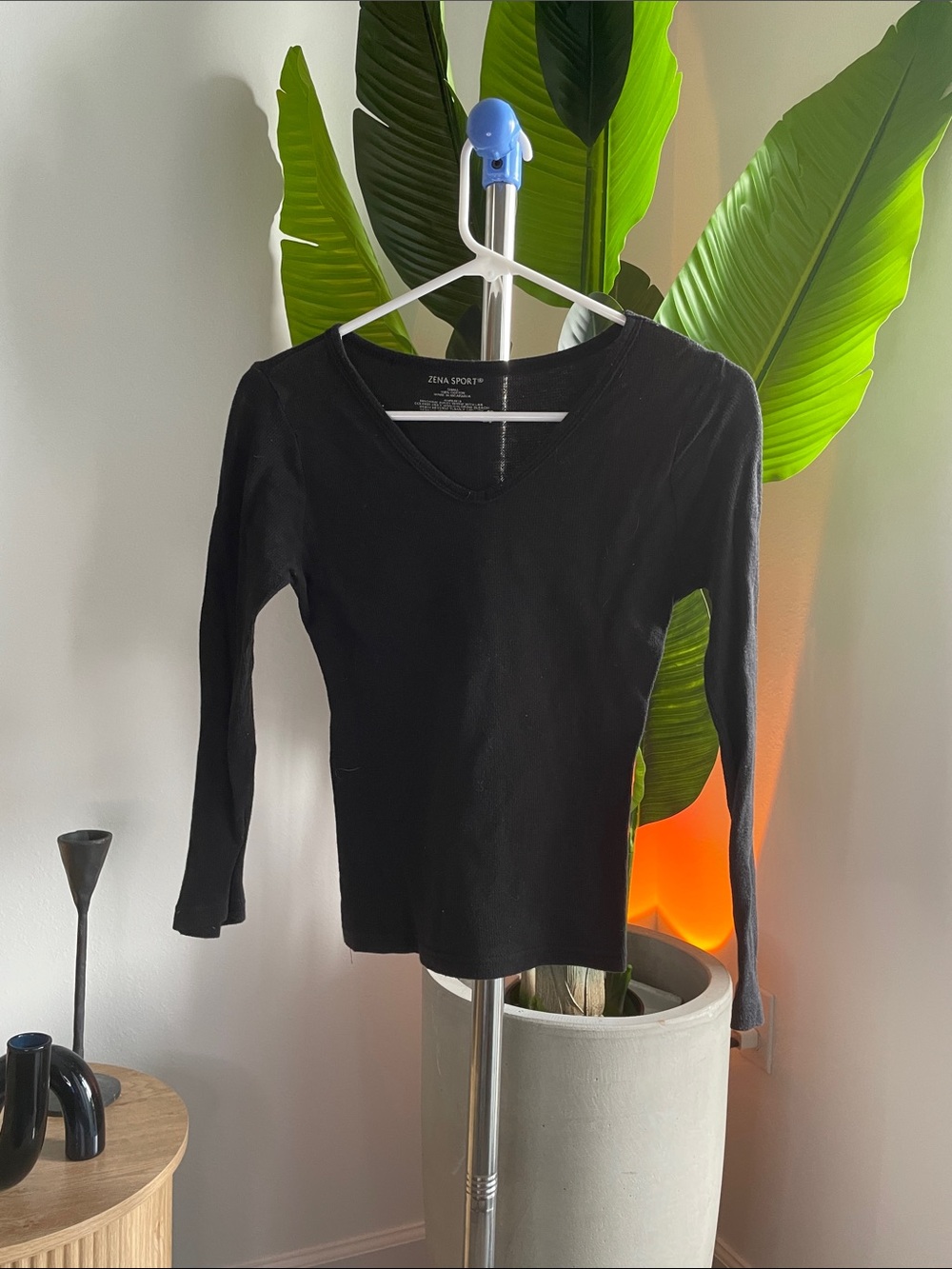 Zena Black V-Neck Long Sleeve Top